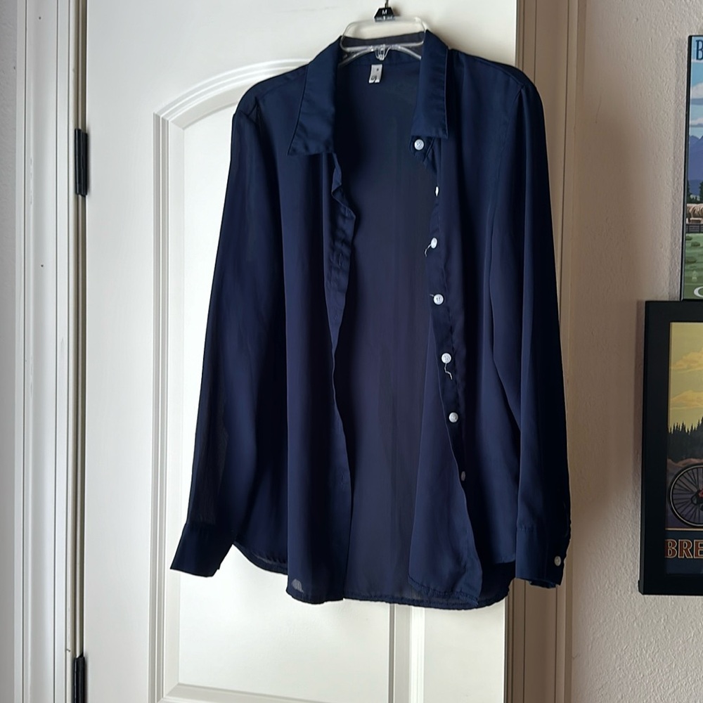 Navy Button Down